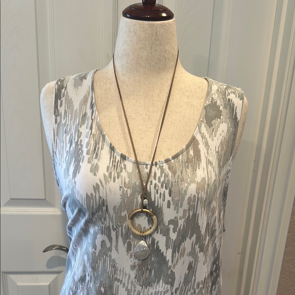 J. Jill Gold Circle With Pearl Long Necklace